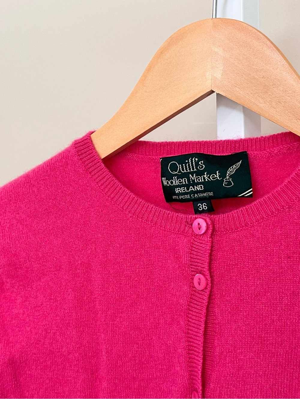 Quill’s Woollen Market Ireland 100% Cashmere Cardigan Pink Size 36 - Picture 3 of 5